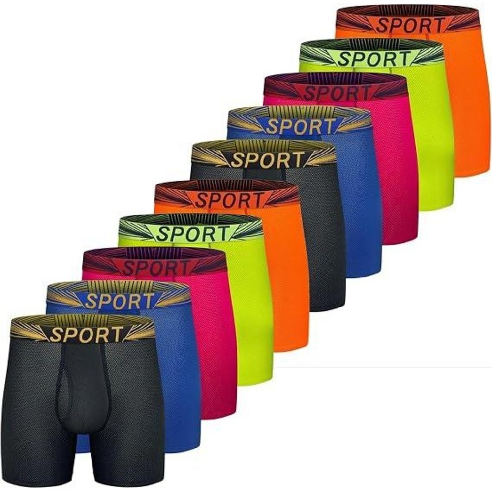 Set of 10 MSRP $40 Men's XL Boxer Briefs Mesh Sport Underwear Quick Dry 6"